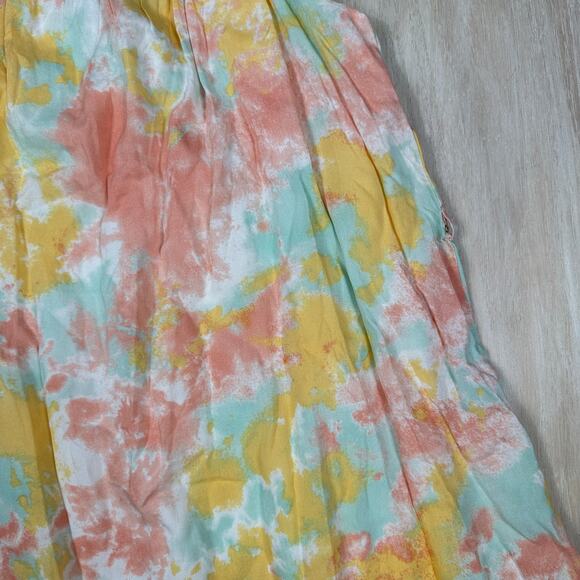 NWT Francesca's Blue Rain Boho Sunset Tie Dye Tiered Whimsical Midi Dress Medium - Picture 6 of 14